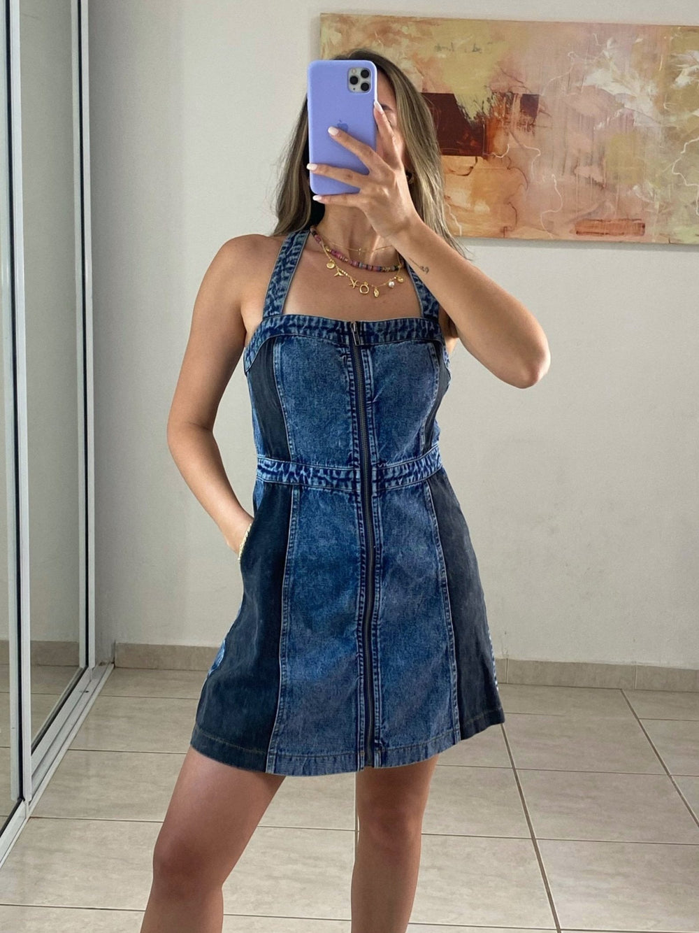 Zipper Denim Dress